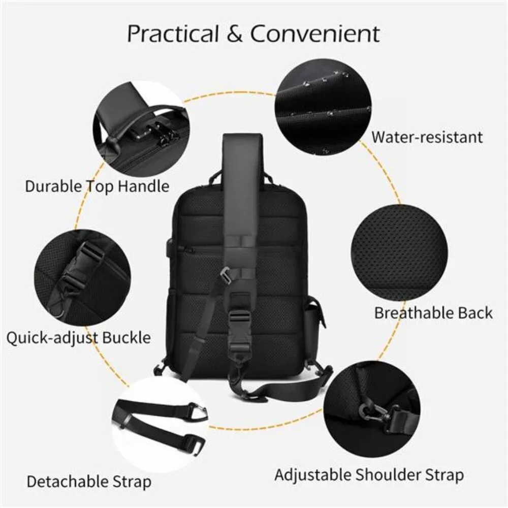 Leaper Crossbody Messenger Bag 13L Multi-pocket Satchel Sling Shoulder‎ for Men
